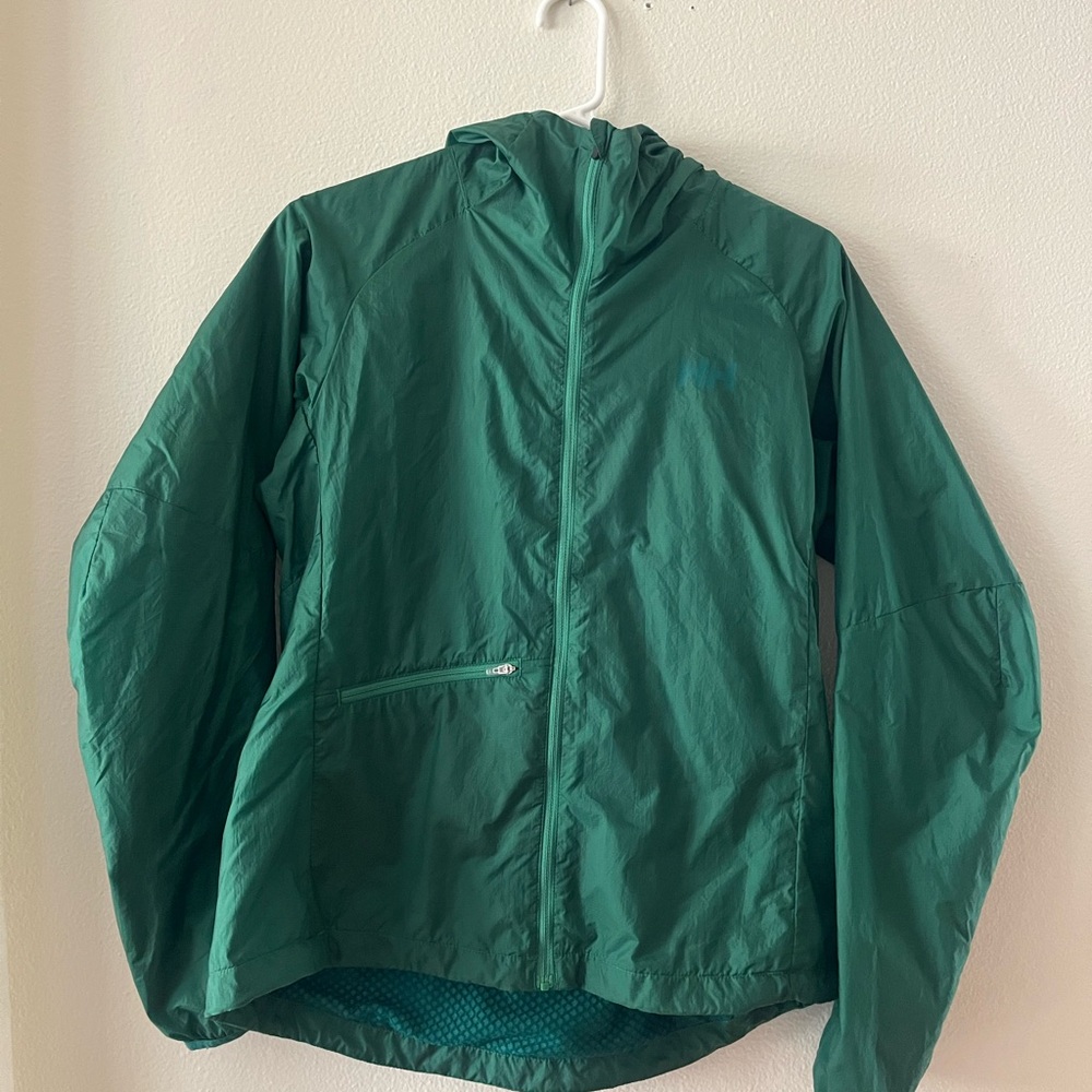 Helly Hansen Green Hooded Windbreaker Jacket